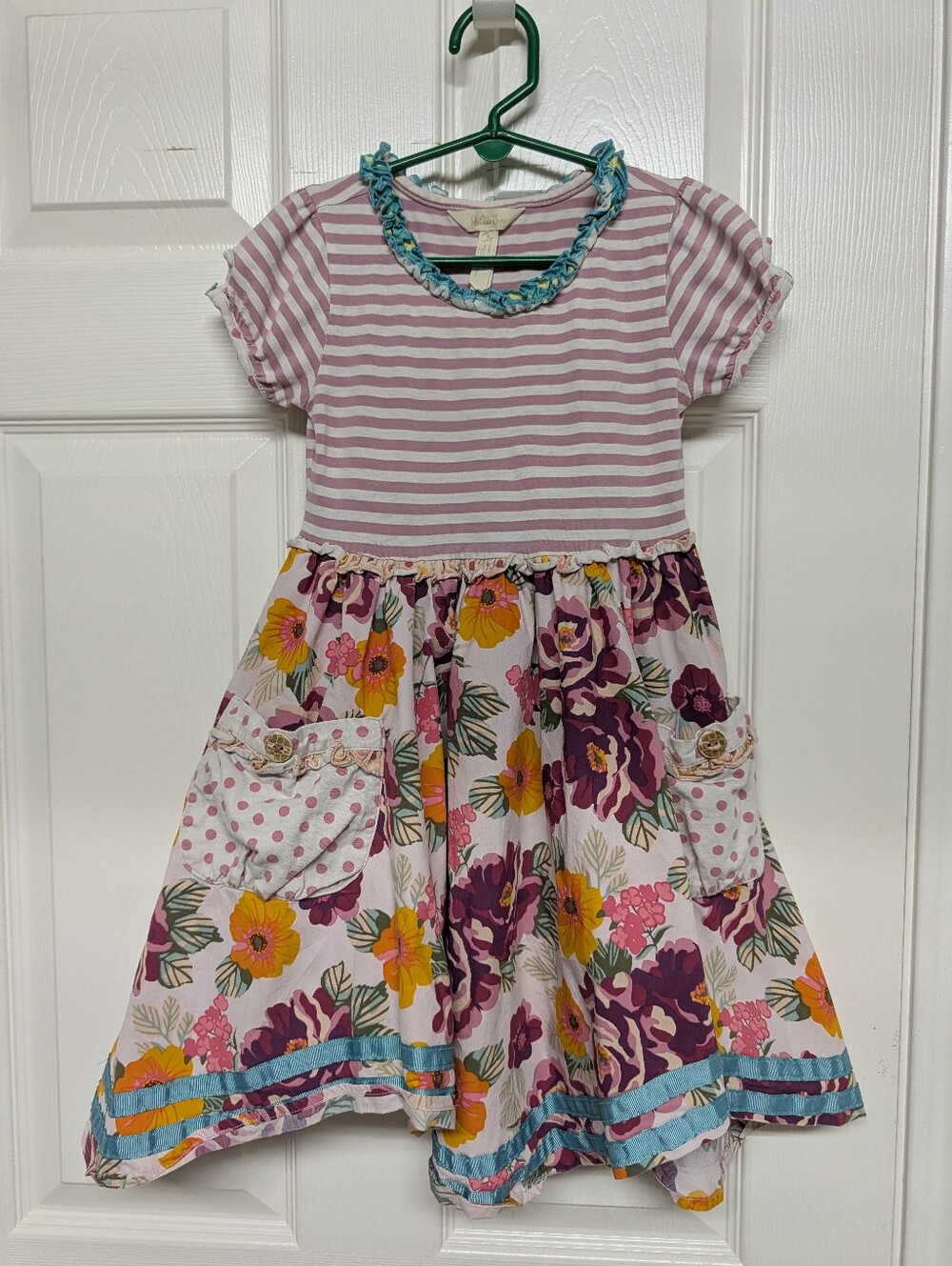 Matilda Jane Girls Sz 6 Chrysalis Dress Mixed Print Twirl Floral Back To School